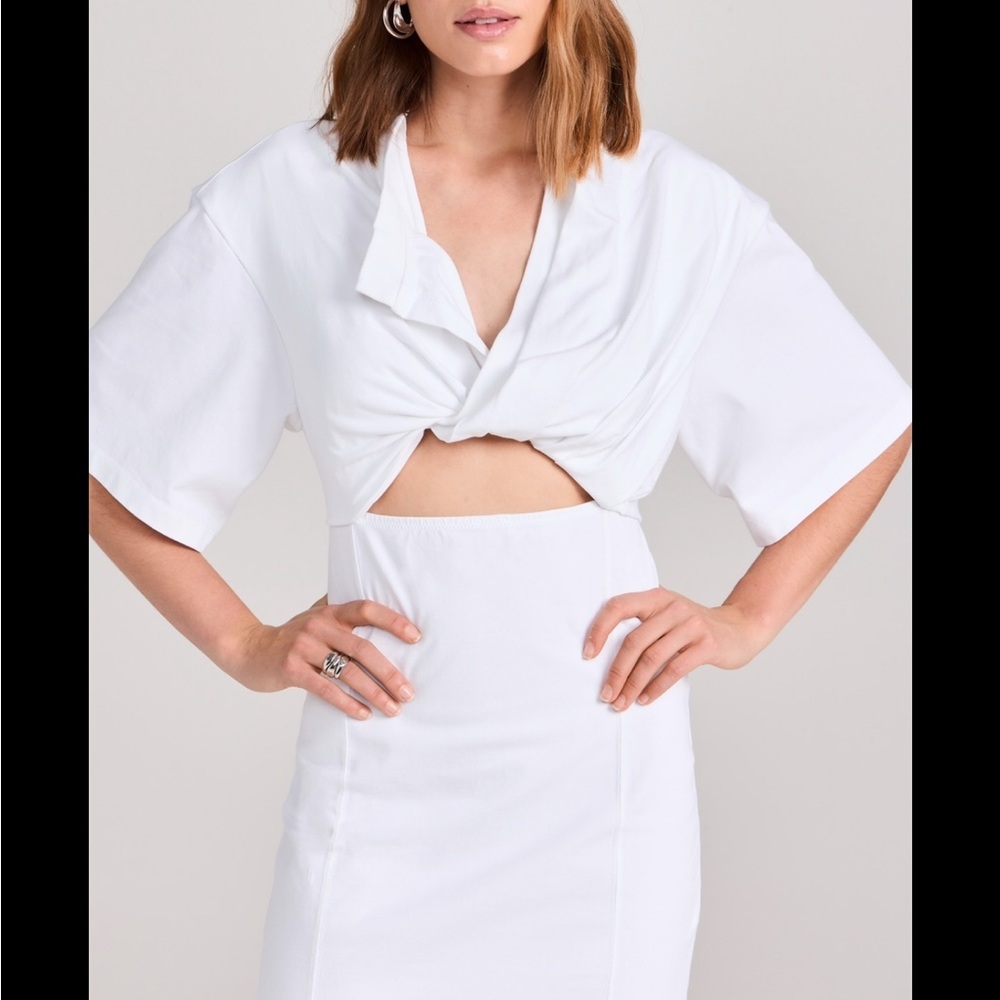 Jacquemus White Twist-Front Dress